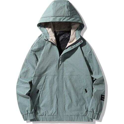 Hooded Jackets for Men Casual Coats Green Fashion Male Outwear Plus Size Hoody 4XL Japanese Fashion Clothes 2021 Spring New