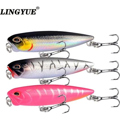 LINGYUE Topwater Fishing Lure Hard Rattling Pesca Wobbler 65mm 5.5g Walker Dog Floating Minnow Artificial Bait 6# Hooks Tackle