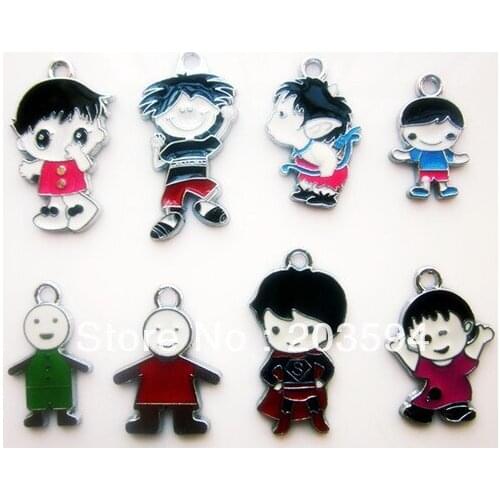 M7808 Wholesale 100Pcs/Lots mixed Enamel lovely Boy Charms Pendant Diy Mobile phone Accessories bead bead