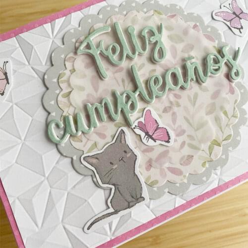 Spainish"Happy Birthday" Metal Cutting Dies for Craft Dies Stencil Templates Scrapbooking Embossing Knife Blade Punch Cards Dies