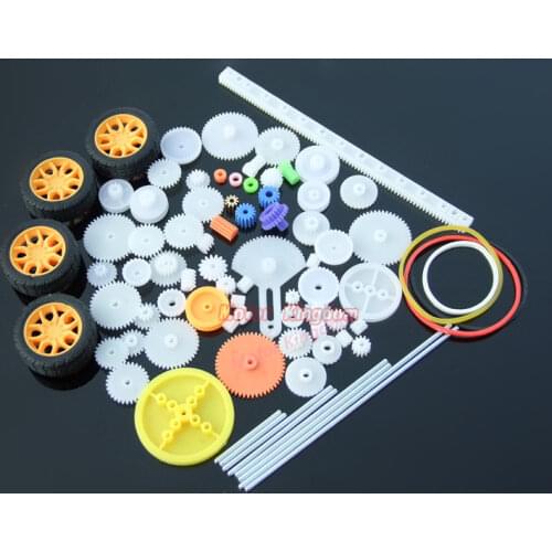 A Set of 78pcs Parts Plastic Gear Various Gear Axle Belt Bushings 4 wheels for DIY Hobby Toy Car Model