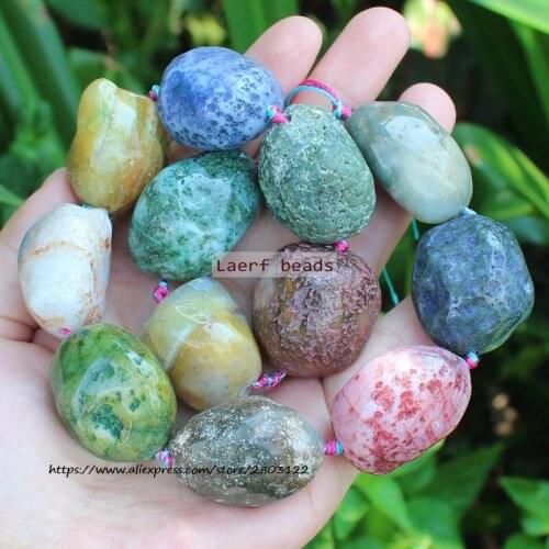 Natural Agate Stone Irregular Multicolor Rough Loose Beads 15" For Jewelry Making