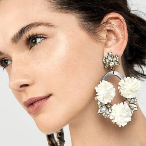 2020 New Flower Heart Drop Earrings For Women Colorful Metal Hanging Earrings Engagement Accessories Rhinestone Jewelry ET823