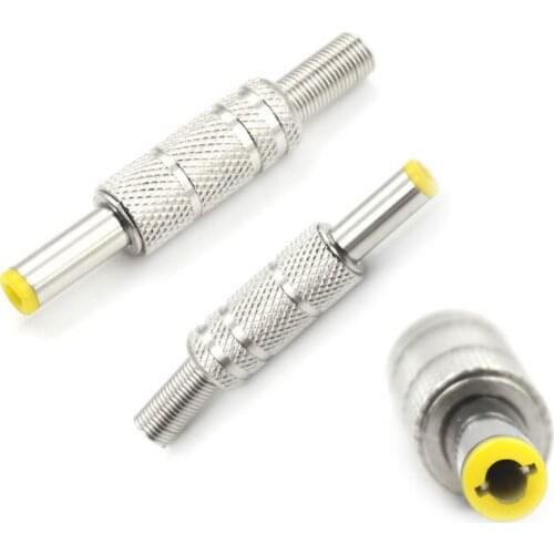 One Or 5 Pcs 5.5x2.5mm DC Power Jack Male Plug Metal Connector Adapter With Yellow Head