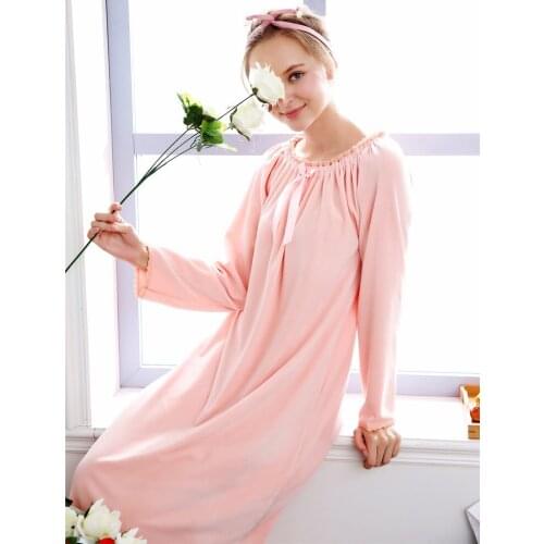 Autumn Winter Girl Lovely Sweet Bathrobe Super Soft Velvet Single Side Suede Long Korean Palace Princess Sleepwear Nightdress