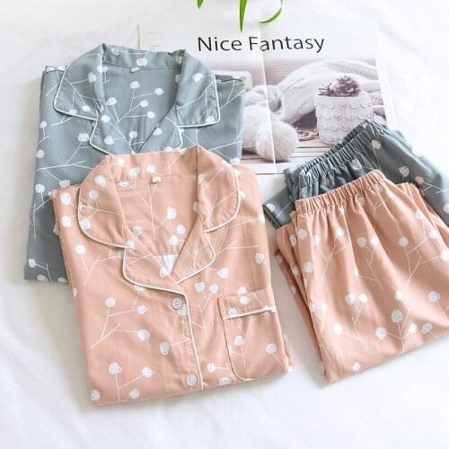 Spring / Autumn Couple Pajamas Womens Long Sleeved Trouser Suits Cotton Thin Satin Mens Sleepwear Two Piece Set Home Clothes