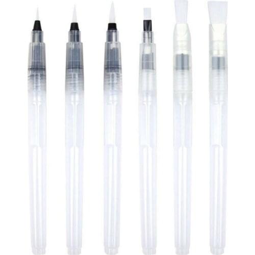 Hot Sale 6pcs Water Color Brush Refillable Pen Watercolor Color Drawing Art Supply Water Coloring Brush Pens