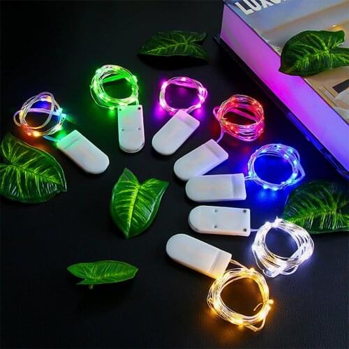 Fairy Lights Button Battery Operated 1M 2M 3M Mini Colorful Lighting Copper Wire LED String For Christmas Decoration