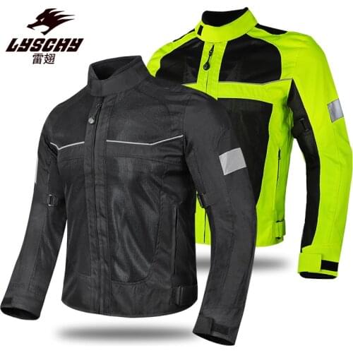 LYSCHY Black Motorcycle Jacket Motocross Racing Reflective Safety Coat Sportswear Motorbike Protective Gear Riding Clothing MTB