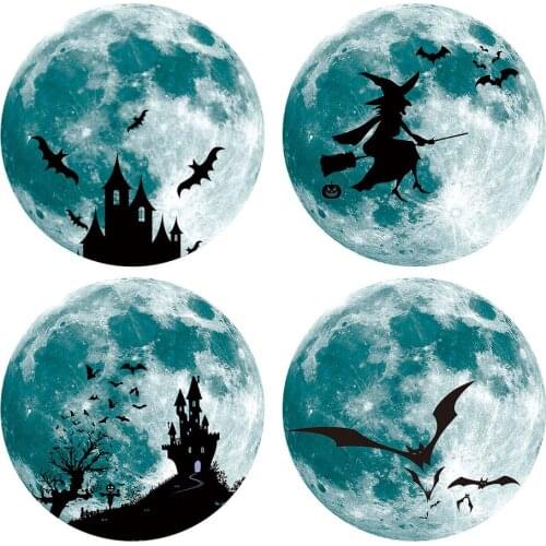 Luminous Moon Wall Sticker For Kid Room Halloween Decoration Sticker Luminous Wolf Wall Decal Bedroom Glow In The Dark Sticker