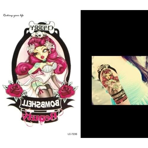 1pc Hot Women Fake Body Art Painting Tattoo LC-723S Sexy Faerie Rose Temporary Waterproof Flower Sleeves Arm Back Tattoo Sticker