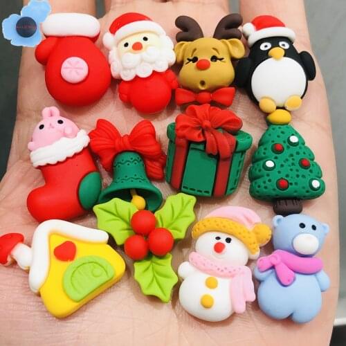 1PCS Christmas Series Boys Girls Lovely Garden Shoes Decoration Resin Shoe Charms For Kids Shoes Clog Holiday Gifts