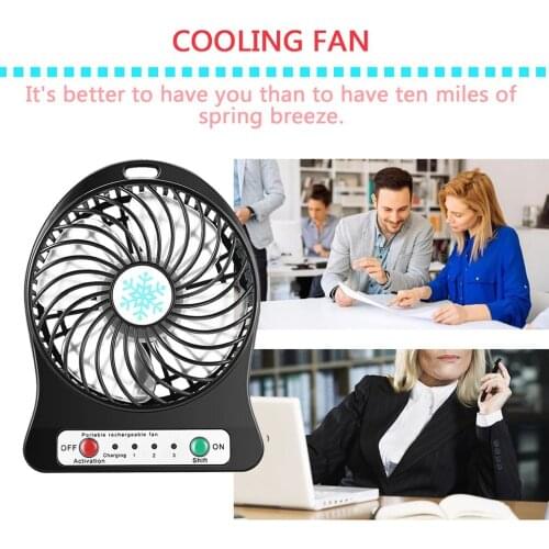 ICOCO Portable Mini LED Fan Air Cooler Battery Operated USB Charging Desktop 3 Mode Speed Regulation LED Lighting Function