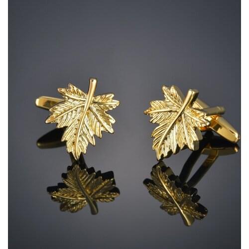 High quality Gold Maple Leaf Cufflinks French shirt leaf Cufflinks