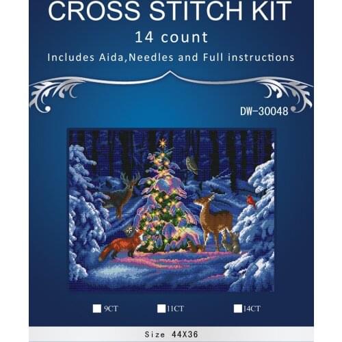 Top Quality Christmas Counted Cross Stitch Kit Woodland Glow Winter Snow Christmas Animals dim 70-092
