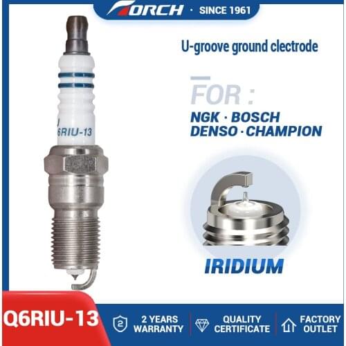 High Performance Resistor Type Iridium Spark Plugs Torch Q6RIU-13 U-groove Ground Clectrode 1PCS NEW