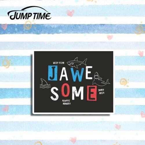 Jump Time 13cm x 10.1cm Awesome Shark Funny Vinyl Decal Stickers Car Motor Bumper Window Auto Accessories