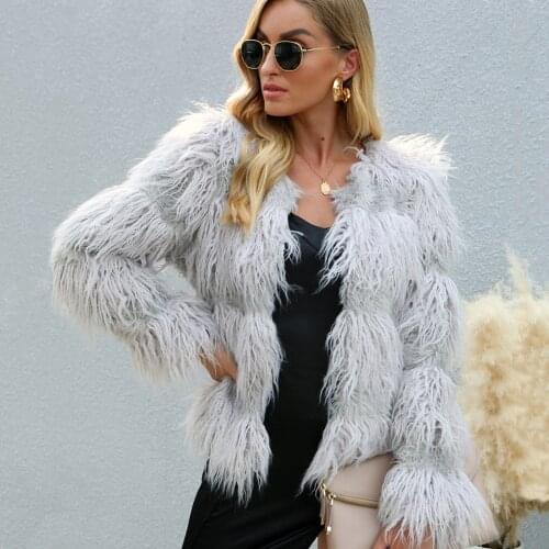 Winter Thicken Warm Fox Fur Coat Female Long Sleeve Solid Jackets Autumn Office Lady Elegant Faux Fur Coats