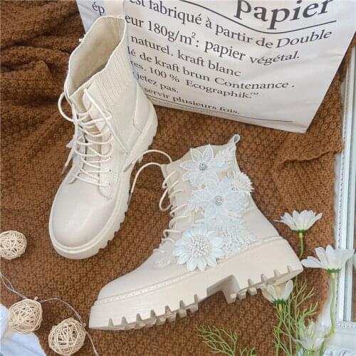 Autumn womens boots thick-bottom straps fashionMartin boots fairy high tube keep warm women shoes cute bowknot kawaii snow cos