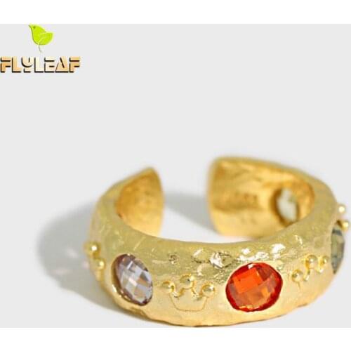 925 Sterling Silver Zircon Wide Open Ring For Women French Light Luxury Style Lady Party Fine Jewelry Flyleaf