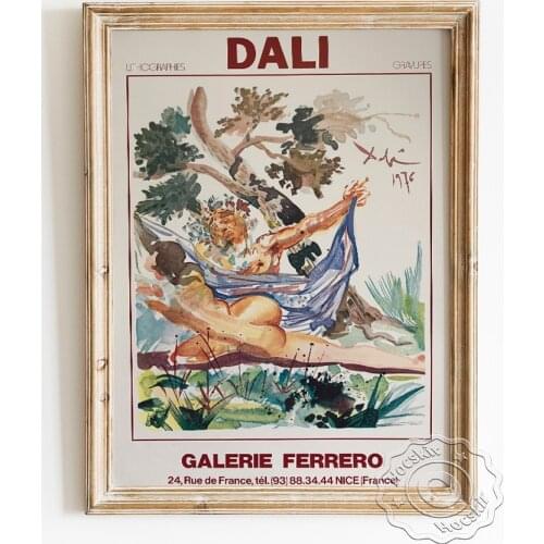 Salvador Dali Exhibition Museum Poster, Les Amants - Infidele Epouse de Menelas Canvas Painting, Vintage Galerie Ferrero Decor