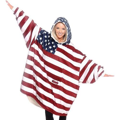 American Flag Sherpa Blanket Printing Winter Cashmere Wearable Wool Blanket Throw Blanket On The Bed Sofa DropShipping