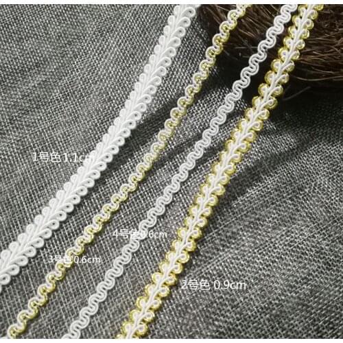 1Yards High Quality Latest Gold Lace Fabric Applique Lace Ribbon Guipure Lace Trim Sewing Laces Trimmings encajes dentelle EQ51