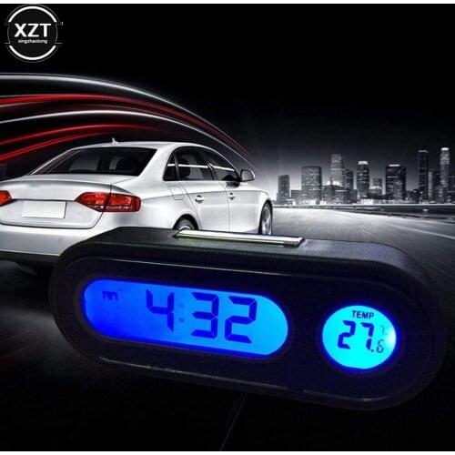 2-in-1 Auto Car Electronic Clock Luminous Thermometer LED Digital Display Mini Portable Dashboard Clock Car Accessories