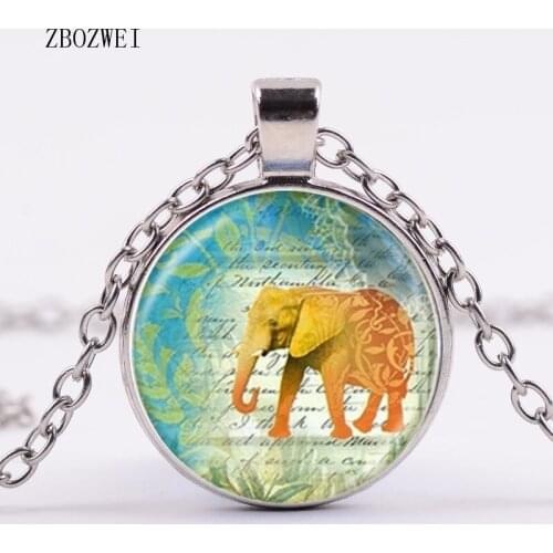 2018/3 color lucky elephant glass necklace, clothing accessories pendant items, good luck charm elephant jewelry