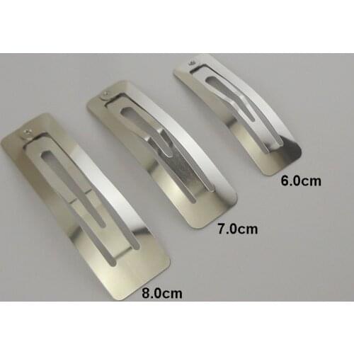 50PCS 6.0cm Silver Plain Rectangle Metal Snap Clip hairpins at Lead free Nickle free, women hair accessories girls hairclip