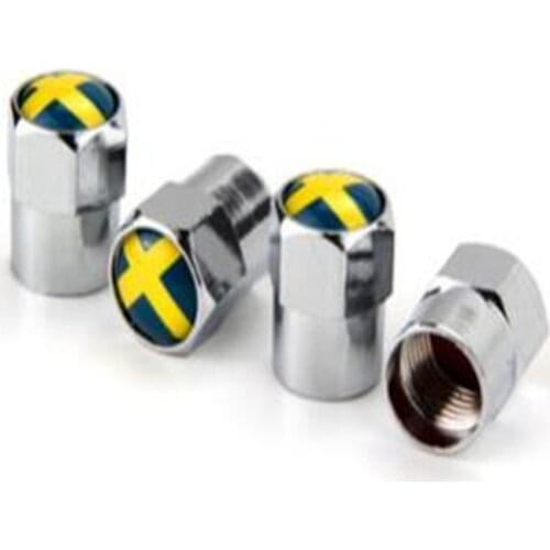 4pcs/lot Car Style Sweden Flag Logo Tire Valve Cap Truck Motorcycle Bike Wheel Tire Valve Stem Cap For Swedish Flags