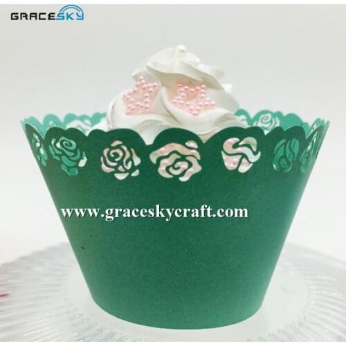 50pcs/lot free shipping New Rose Laser Cut Wedding Cupcake Wrappers Baking Cup Liners Birthday Party Cake decoration ,23 colors