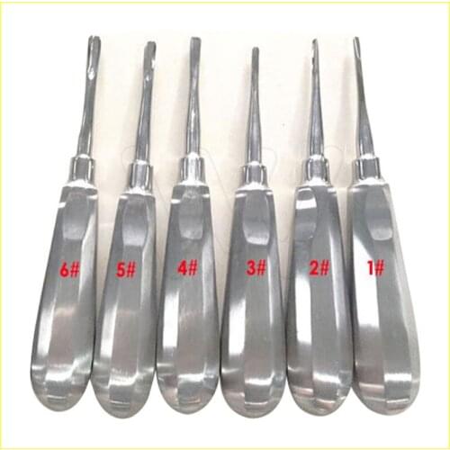 6 pcs/ kit Dental Surgical Instrument Tools Stainless Steel Sterile Dental Hexagon Handle Teeth Root Apical Elevators