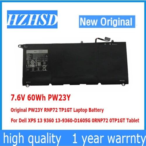 7.6V 60Wh PW23Y Original PW23Y RNP72 TP1GT Laptop Battery For Dell XPS 13 9360 13-9360-D1605G 0RNP72 0TP1GT 9360
