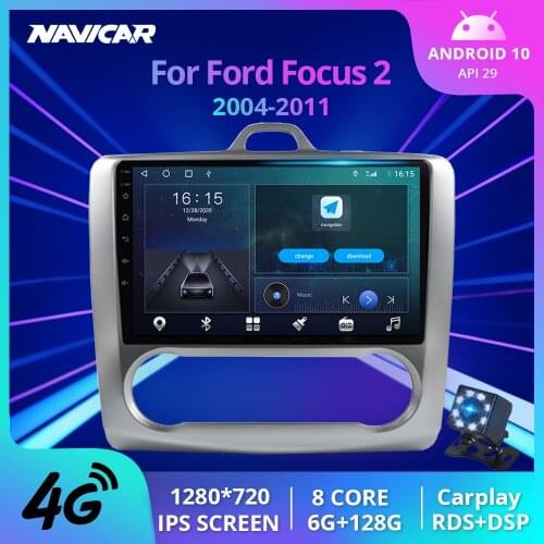 NAVICAR 2Din Android10 Car Radio For Ford Focus 2 2004-2011 Stereo Receiver GPS Navigation Auto Radio Car Multimedia Player IGO