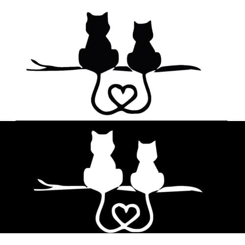 Car Styling animal Cartoon Funny Two Kittens LOVE Cat caring Car Reflective door scratch Stickers