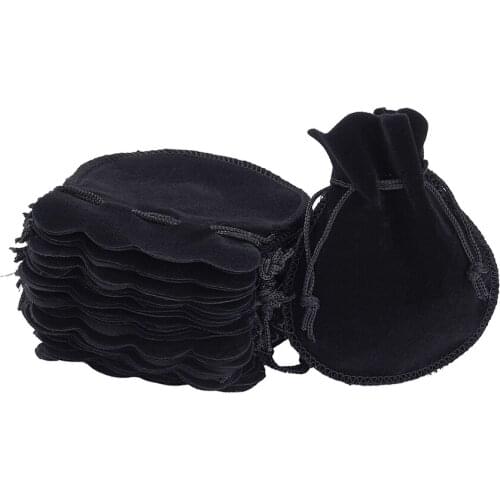 Velvet Jewelry Bag, Black, about 10cm wide, 12.5cm long
