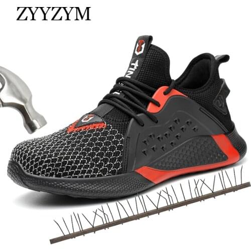 ZYYZYM Steel Toe Cap Men Work Safety Shoes Outdoor Industrial & Construction Men Casual Shoes Men Sneakers Utility Footwear