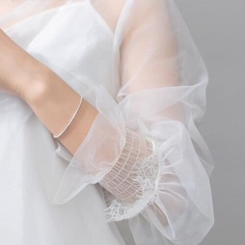 Charm 925 silver bracelet in Jewelry for women thin chain Water ripple bright 16-18cm wrist accessory party wedding female gift