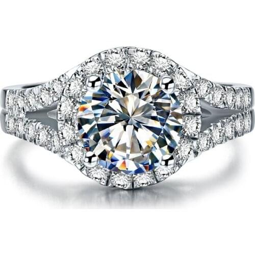 Brilliant Forever 2Ct Engagement Ring Genuine 925 Sterling Silver Diamond Jewelry for Women White Gold Color