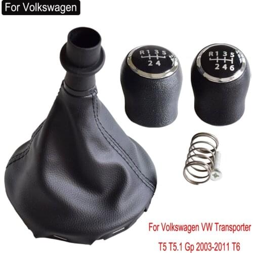 Car Gear Shift Knob 5 / 6 Speed Gear Lever Stick Gaiter Boot Cover for VW Transportr T5 T5.1 T6 2003 2005-2015