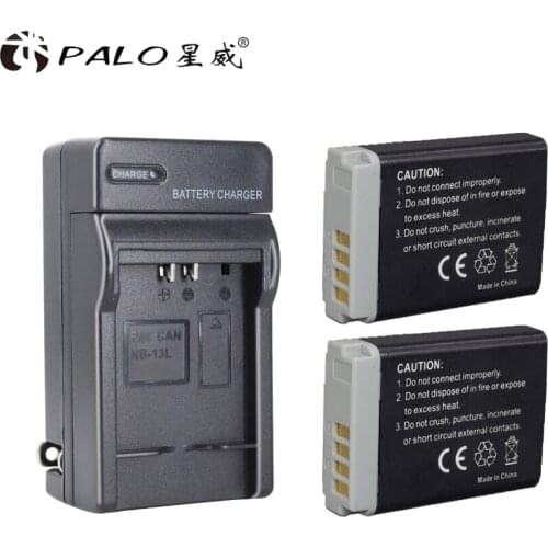 PALO 2pcs NB-13L NB13L Digaital batteries + LED Charger for Canon PowerShot G5 X G5X G7 X G7X G9 X G9X SX720 HS