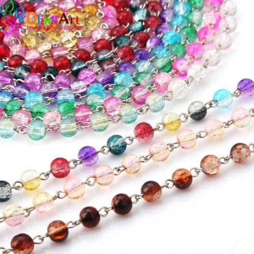 Handmade Colour glass beads DIY Accessories Beading 6mm/8mm Round Beads Chains 60pcs/lot for Jewelry Making Bracelet/Necklace