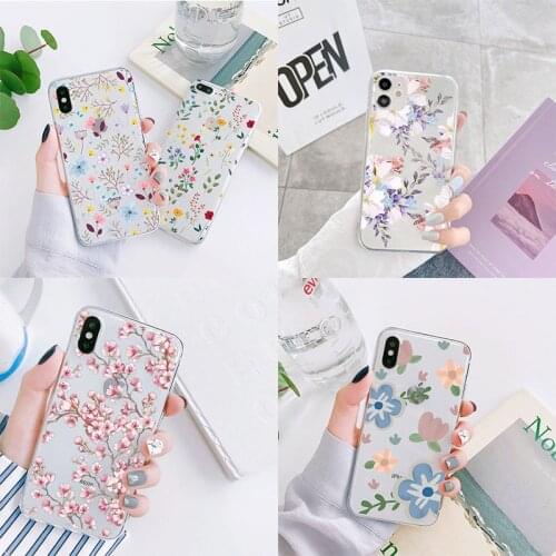 Flower Transparent Shell For Samsung Galaxy S21 S20 FE S10 S20 S9 Plus S21 Ultra A50 A52 A51 A32 A71 A21S A12 A31 A70 Cover Case