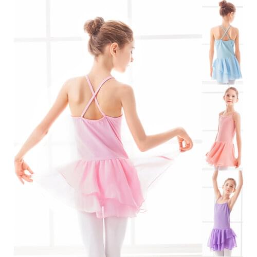Camisole Ballet Leotards for Girls Sleeveless Ballet Dress Chiffon Skirts Gymnastics Leotard Kids Costume Dancewear