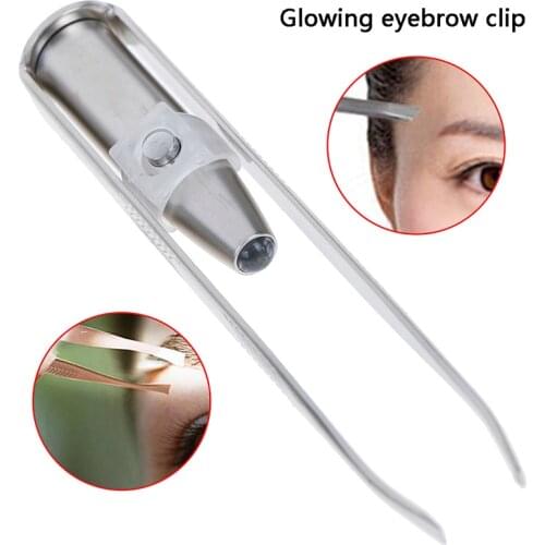Hot Sale Make Up Led Light Eyelash Eyebrow Hair Removal Tweezer Face Hair Remover Stainless Steel Eyebrow Tweezers
