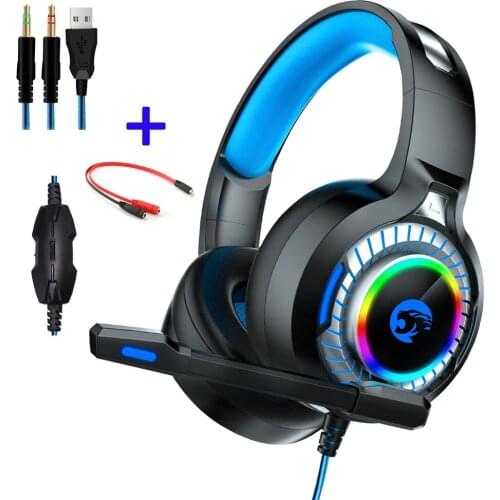 Gaming Headsets Headphones Surround Sound Stereo 3.5MM Wired Earphones With Microphone Colourful Light For PC Laptop PS4 XBOX