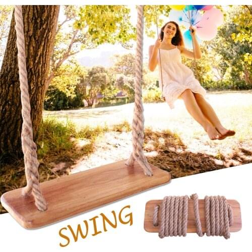 Adult Children Swing Outdoor Garden Swings Board Antiseptic Wooden Swing with Rope Outdoor Swing Wooden Hemp