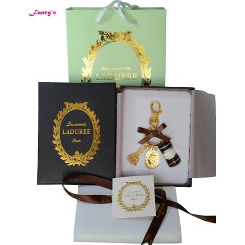 KC15 New Key chain France Macarons Effiel Tower Keychains New Year Gift Box Ribbon Handbag Black 13 colors