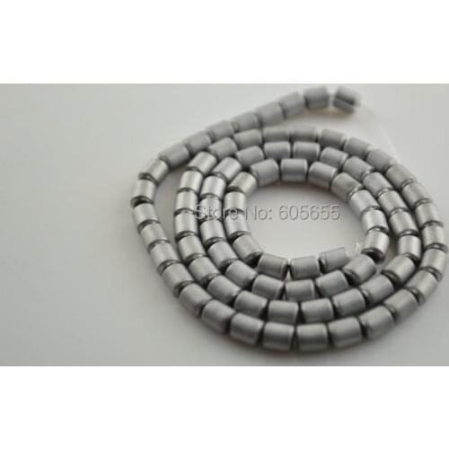 4x5mm Silver color plated Hematite Round Tube Cylinder Spacer Beads Jewelry making 10 strands per lot